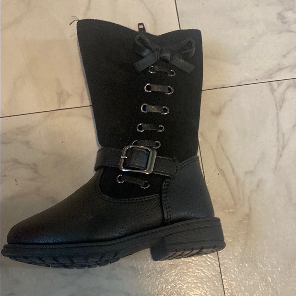 Black Kids Boots with Bow Detail